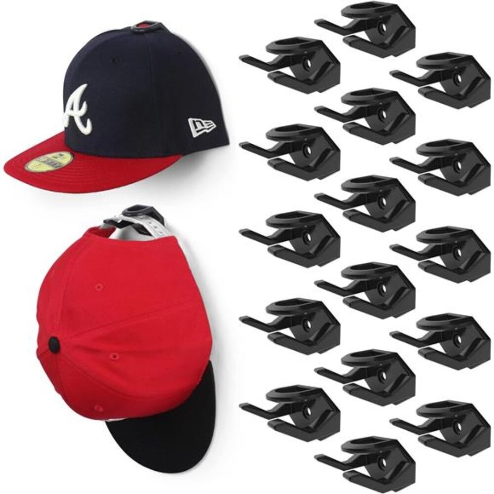 Adhesive Hat Hooks for Wall (16-Pack) - Hat Rack for Baseball Caps